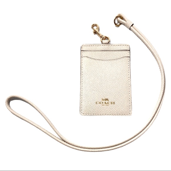 COACH Id Lanyard Chalk Crossgrain Leather - Picture 3 of 12